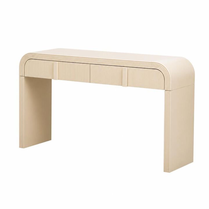 GOODSILO Modern Console Table with 2 Spacious Storage Drawers, Fluted Rounded Silhouette Entryway Table for Hallway, Living Room and Entryway Spaces