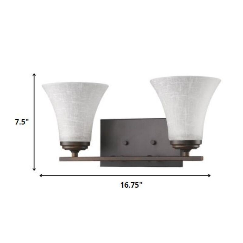 Hivvago Two Light Bronze Wall Light with Tapered Glass Shade