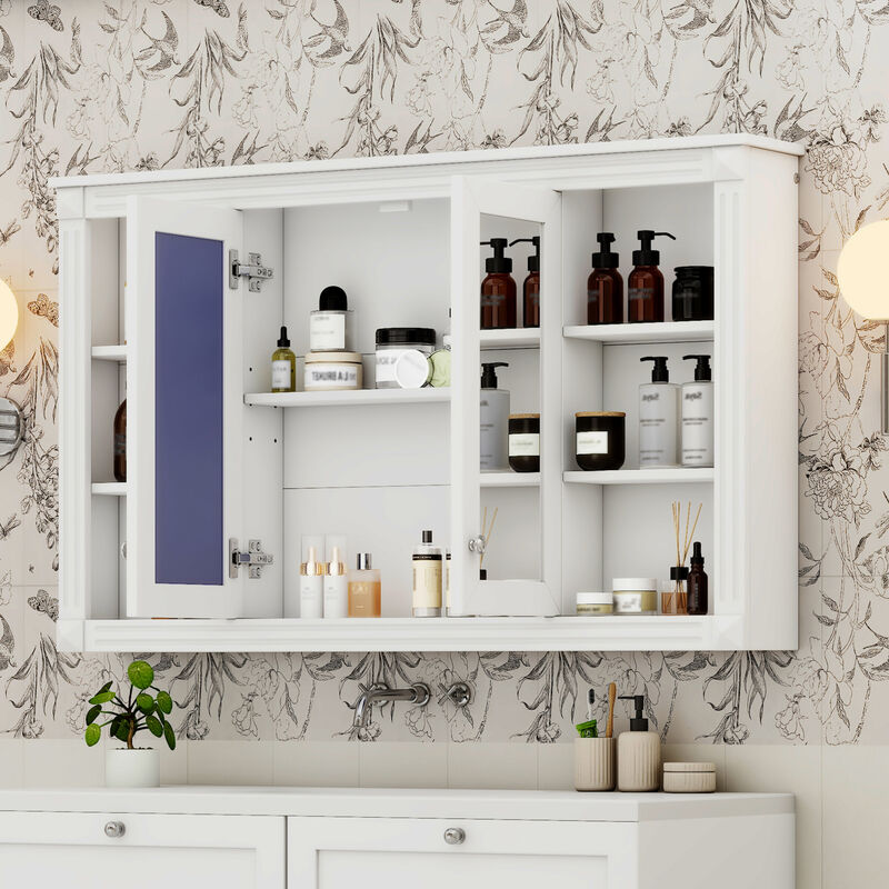 ELEMENT ACE 47 Inch Wall Mounted Mirror Cabinet with Adjustable Shelves and Open Storage image number 5