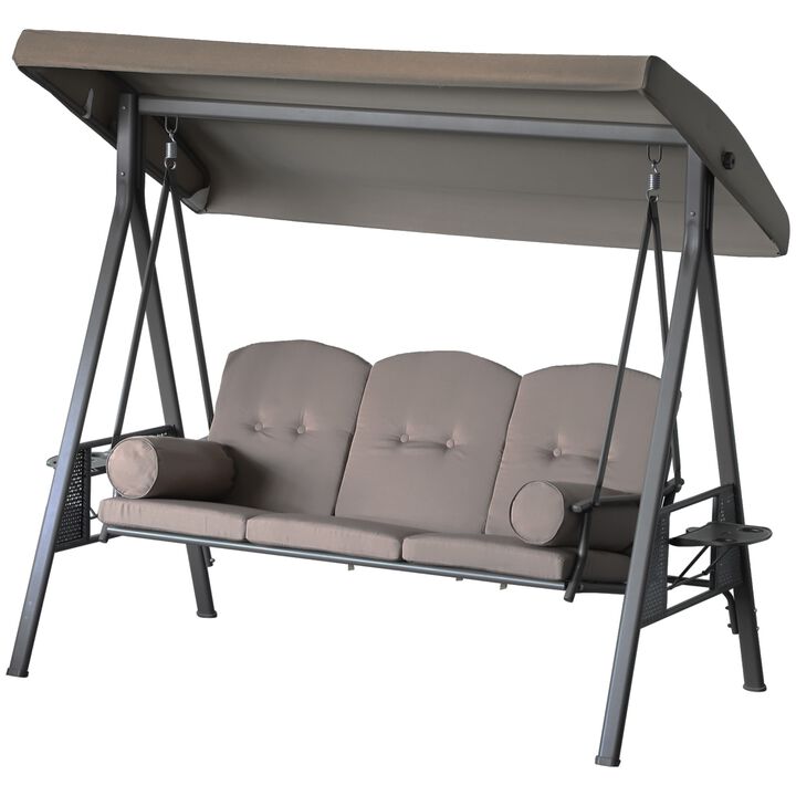 Hivvago 3-Seat Patio Swing Bench with Adjustable Canopy