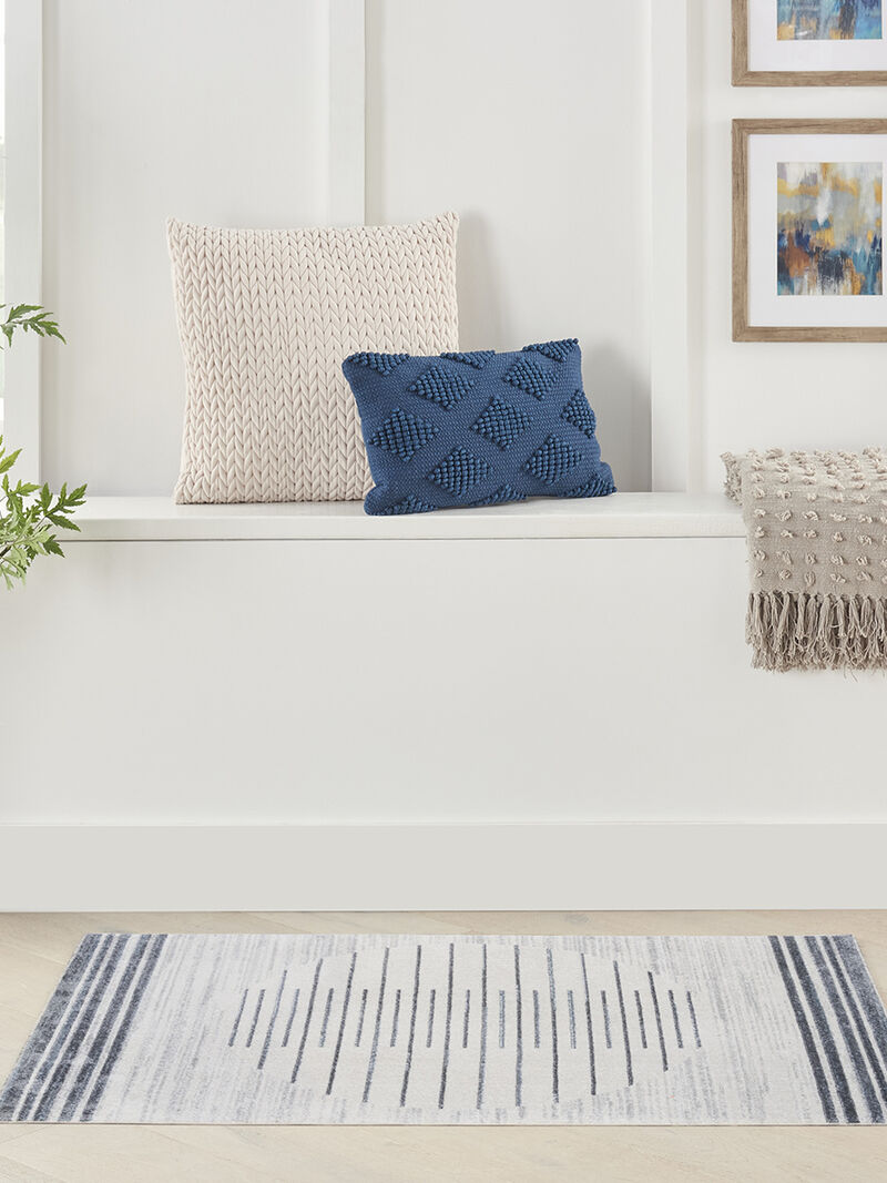 Astra Machine Washable ASW04 Ivory/Blue 3'3" x 5' Rug