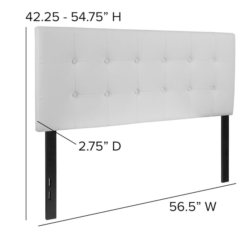 Flash Furniture Tufted Upholstered Full Size Headboard in White Vinyl image number 2