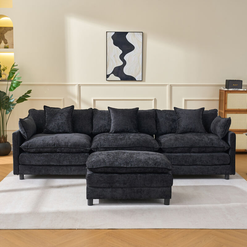 TATEUS 4-Seat L Shaped Modern Sofa Modular Sectional