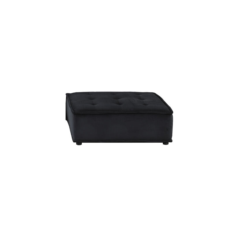 Streamdale Anna Black Velvet 5 Piece Sectional Sofa Ottoman image number 8