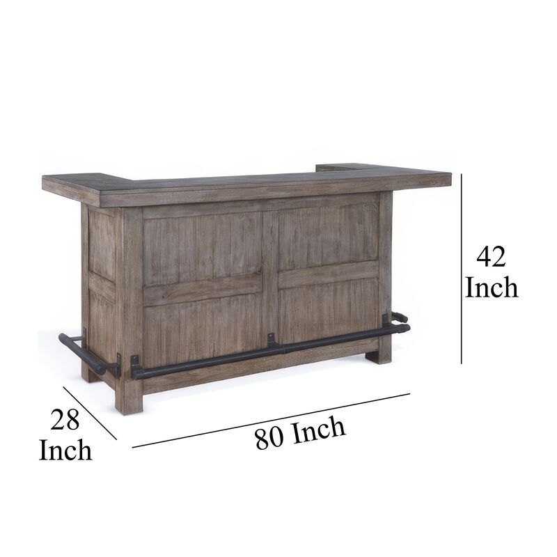 Yael Bar Cabinet Table, Shelves, Pull Out Tray, 80 Inch, Taupe Brown