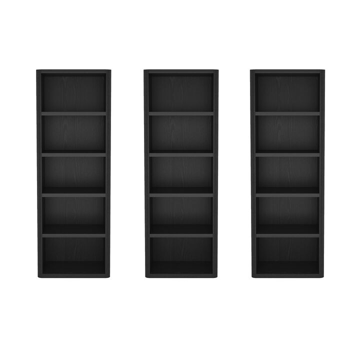 Rivington Black Open Bookcase (Set of 3)