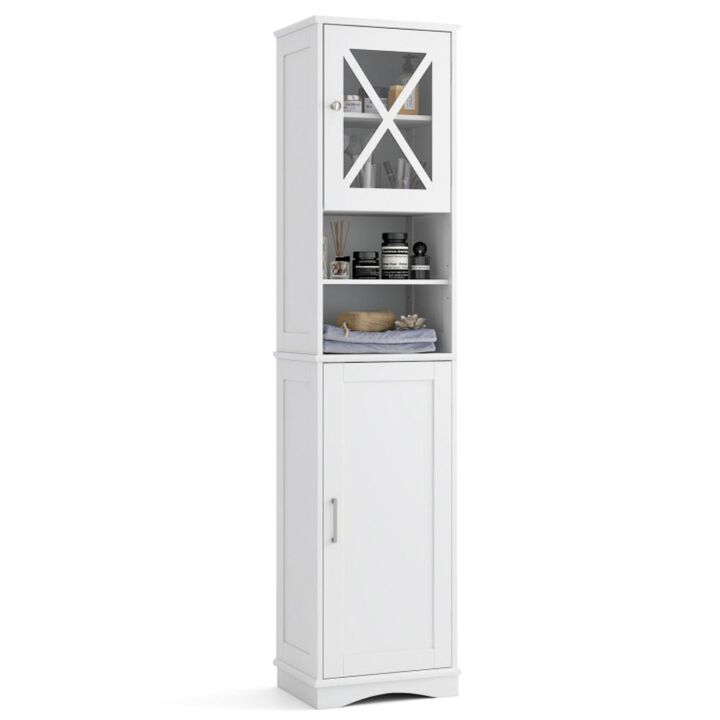 Hivvago Tall Bathroom Cabinet Freestanding Storage Cabinet with 5 Adjustable Shelves