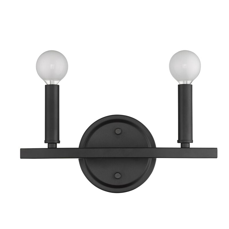 Hivvago Two Light Matte Black Wall Sconce