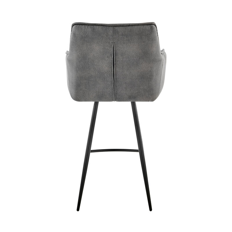 Verona Bar Height Bar Stool in Charcoal Fabric and Black Finish