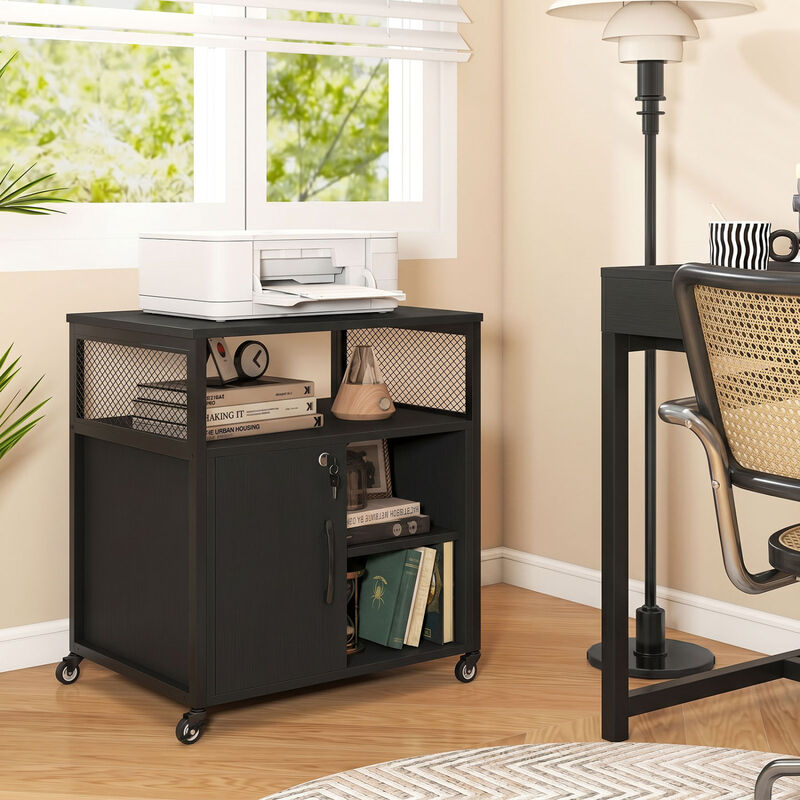 File Cabinet with Charging Station, Cable Management and Rolling Wheels image number 3