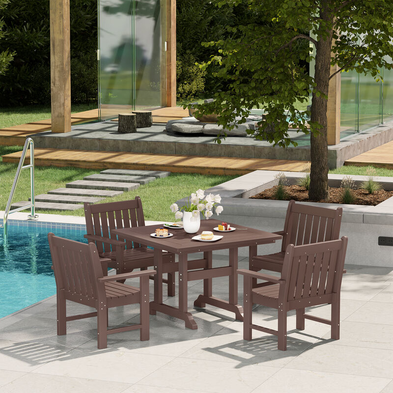 WestinTrends 5-Piece HDPE Outdoor Patio Chair and Square Table Dining Set image number 1
