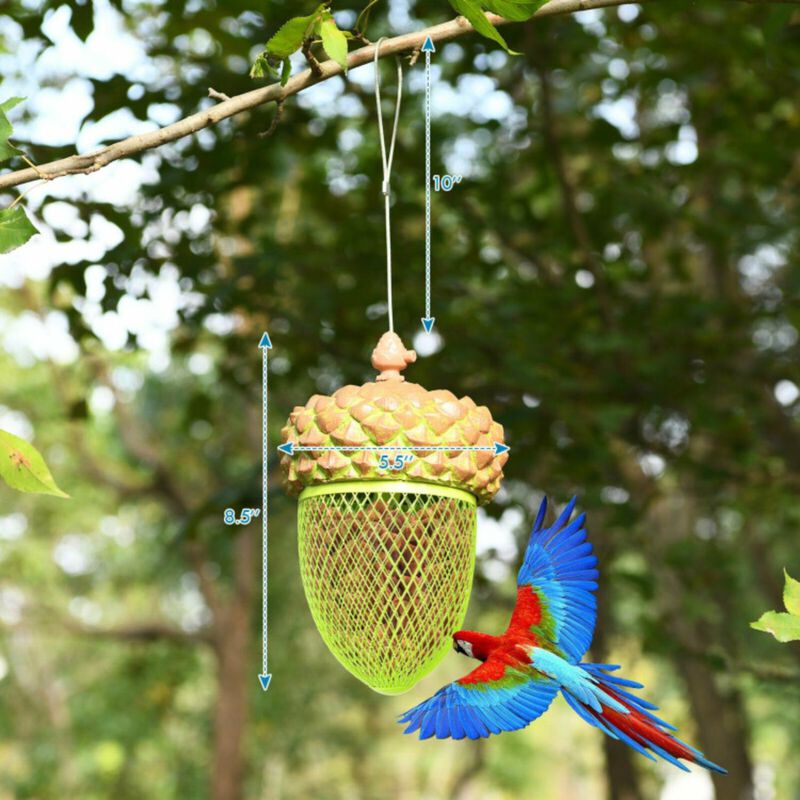 Metal Acorn Wild Bird Feeder Outdoor Hanging Food Dispenser for Garden Yard