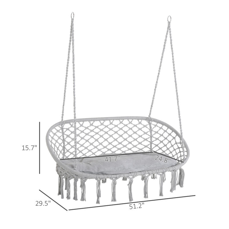 Hivvago 2-Person Macrame Hammock Chair with Cushion image number 2
