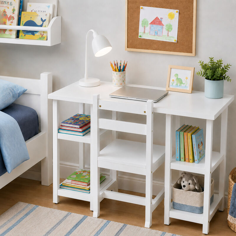 Fantasy Fields Play Desk with Shelves and Chair, White image number 5