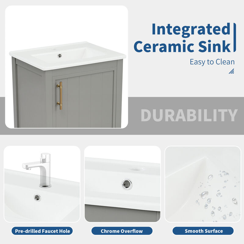 Freestanding Bathroom Vanity with Integrated Sink image number 7