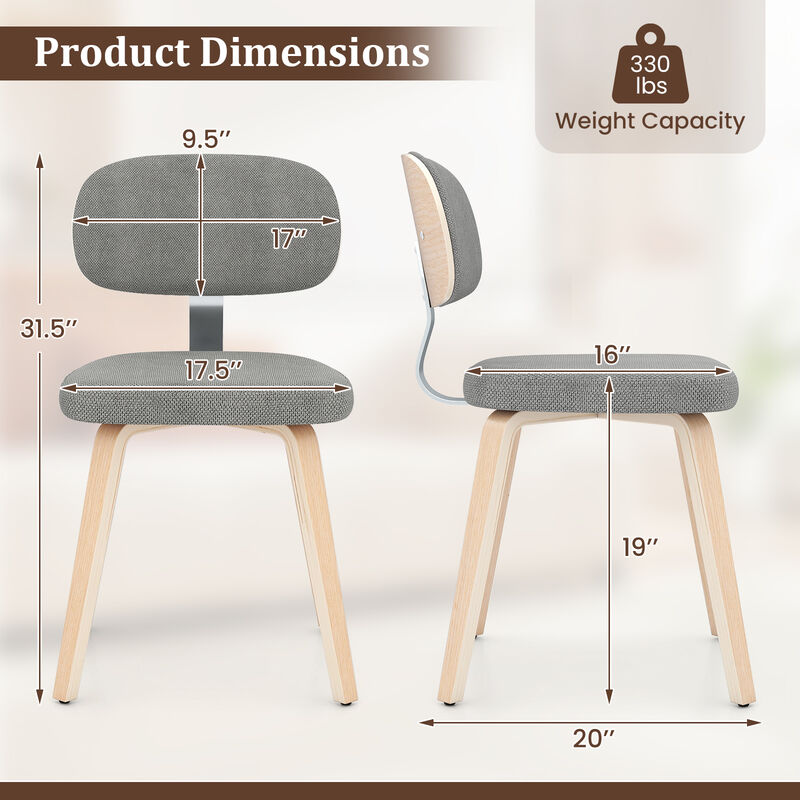 Set of 4 Chenille Upholstered Wooden Dining Chairs for Kitchen and Dining Room image number 2