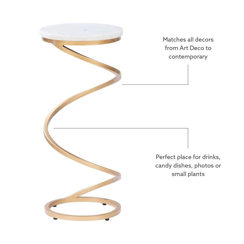 Linon Rian Spiral Drink Table White Marble image number 5