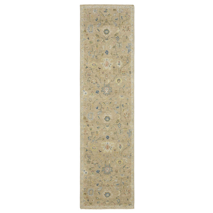 HomeRoots Wool Oriental Hand Knotted Runner Rug With Fringe