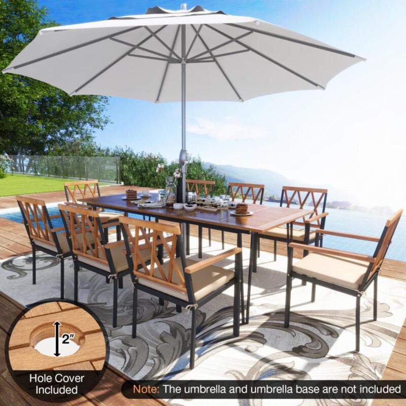 Hivvago Acacia Wood Outdoor Furniture Set 9 Pieces Patio Dining Set with 8 Chairs