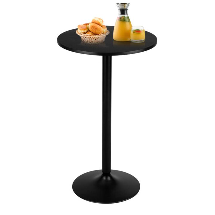 Hivvago 24 Inch Modern Style Round Cocktail Table with Metal Base and MDF Top