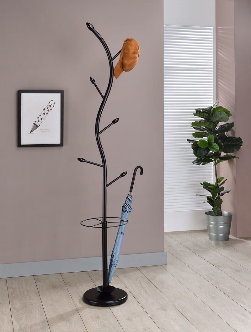 Kings Brand Furniture - Kubin Metal 6-Hook Coat & Hat Rack with Umbrella Stand image number 2