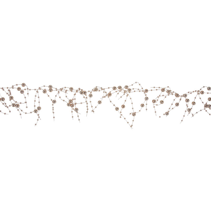 5' x 2" Metallic Rose Gold Beaded Christmas Garland- Unlit image number 3
