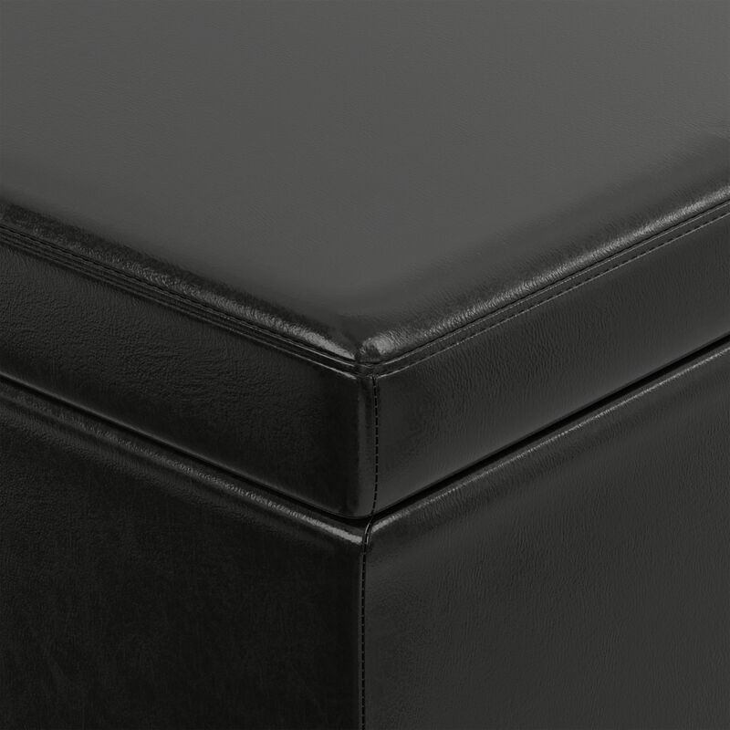 Avalon 54 inch Wide Contemporary Rectangle Extra Large Storage Ottoman Bench in Midnight Black Vegan Faux Leather, Assembled image number 8
