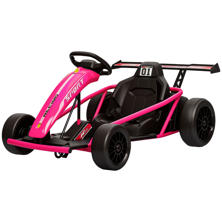 BreeBe 24V 7AH Kids Electric Go Kart, 8.1 MPH Battery Powered Drift Kart with Dual Motors, Soft Start