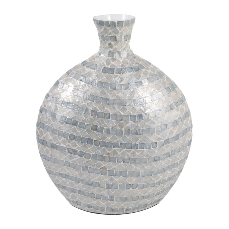 19x16" Capiz Gourd Vase, Blue image number 4