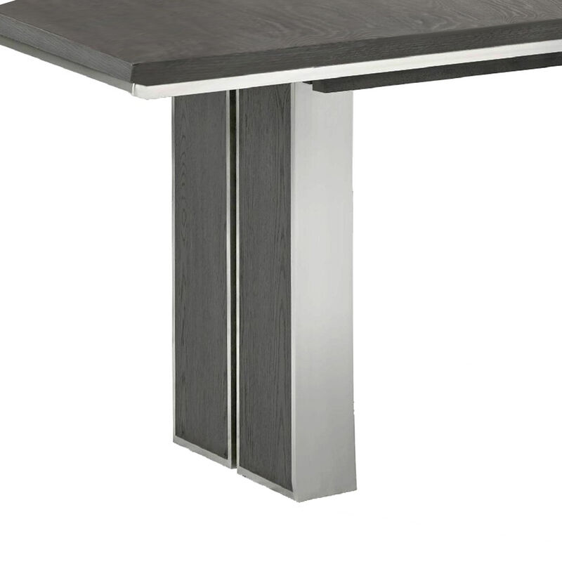 Axel 82 - 100 Inch Extendable Soild Mahogany Wood Dining Table, Gray