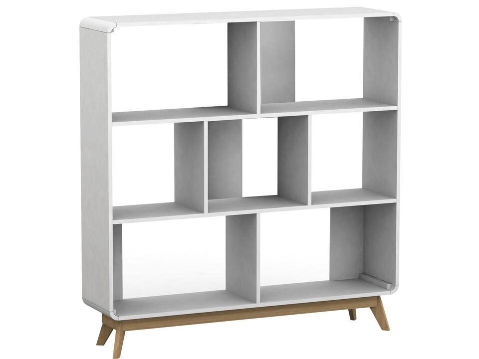 Leva Scandinavian Style Bookcase with 7 Open Cubbies