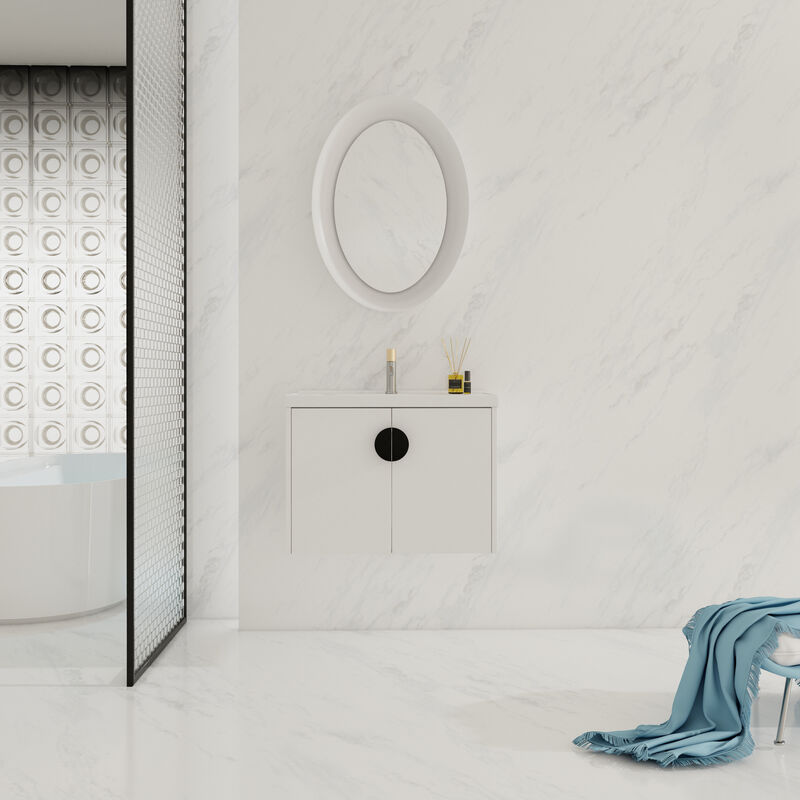 ELEMENT ACE Wall Mounted Bathroom Vanity with Ceramic Sink and Soft Close Doors image number 6