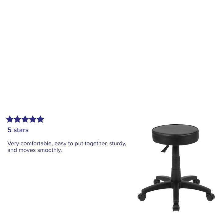 Flash Furniture Black Adjustable Doctors Stool on Wheels with Ergonomic Molded Seat