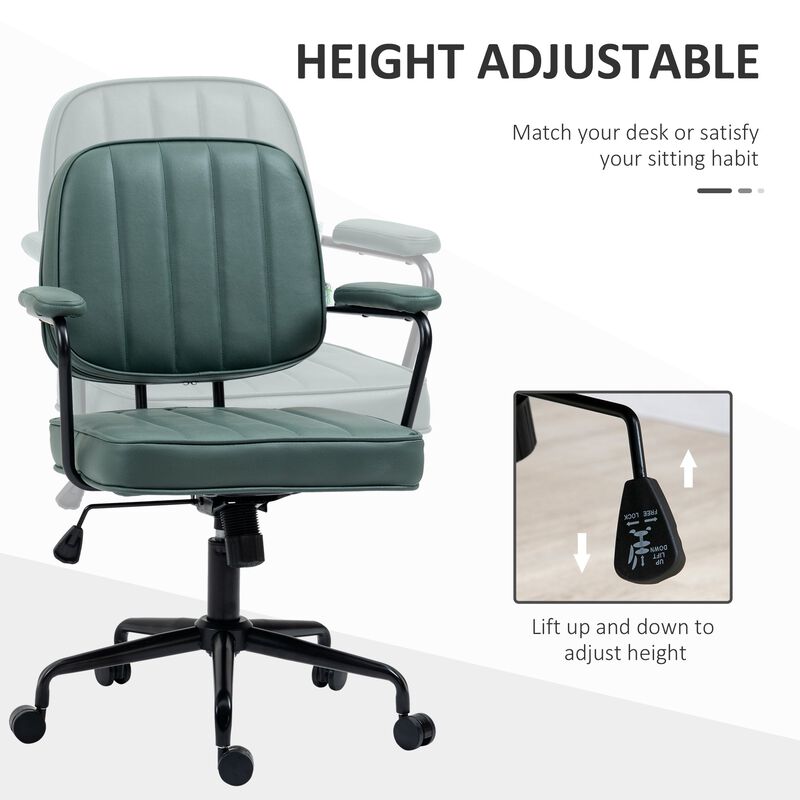 Green Ergonomic Seating: Microfiber Desk Chair with Swivel & Tilt