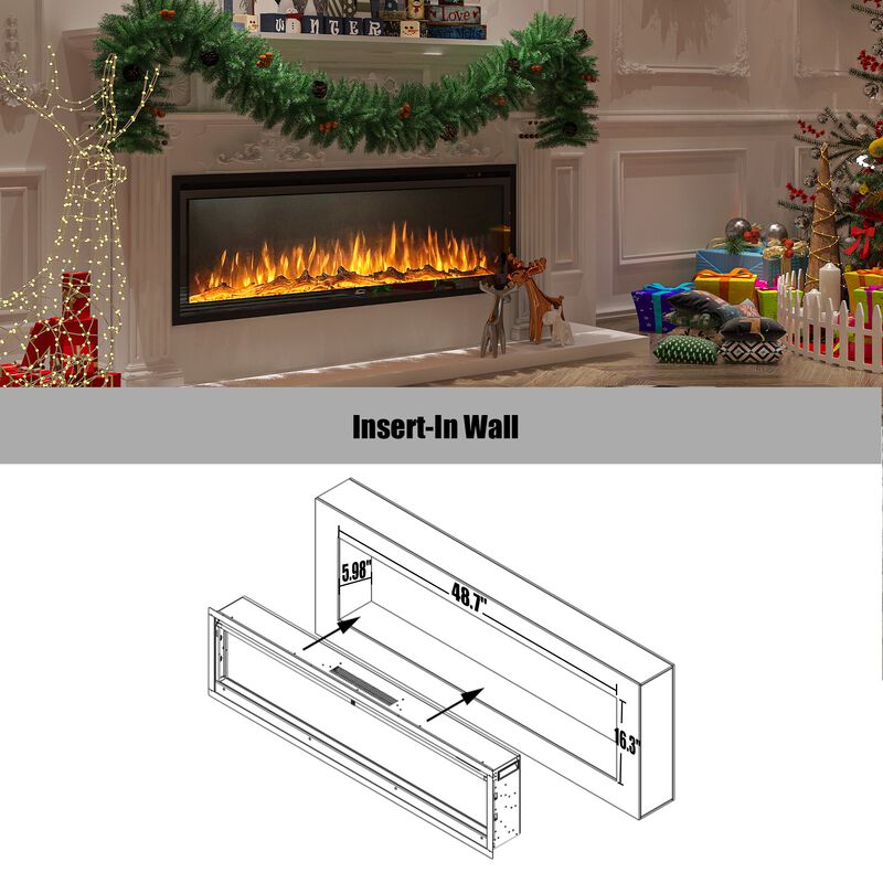 MONDAWE 50" Recessed Wall-mounted Freestanding Electric Fireplace with Remote Control