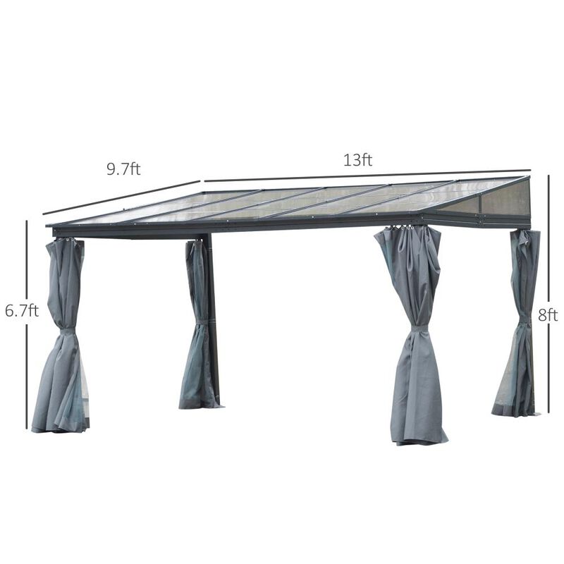 Hivvago Patio Gazebo 10x13 with Polycarbonate Roof & Curtains image number 2