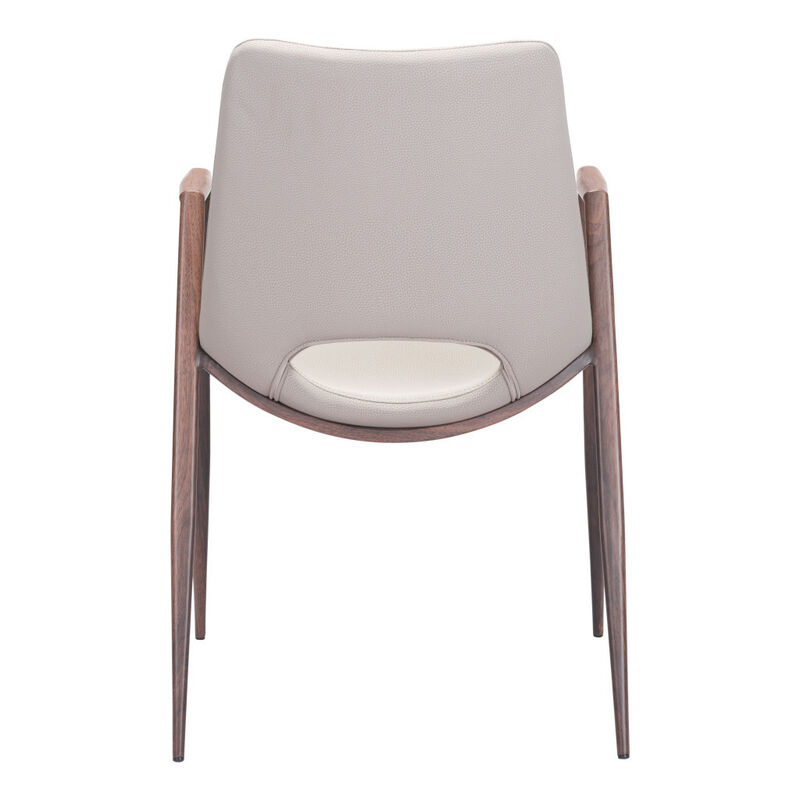 Set of Two Upholstered Faux Leather Dining Chairs with Armrests & Open Back image number 2