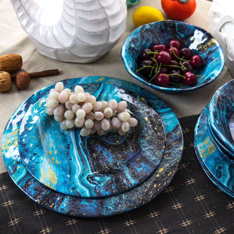 Gibson Home Elixir 12 Piece Melamine Dinnerware Set in Blue image number 1