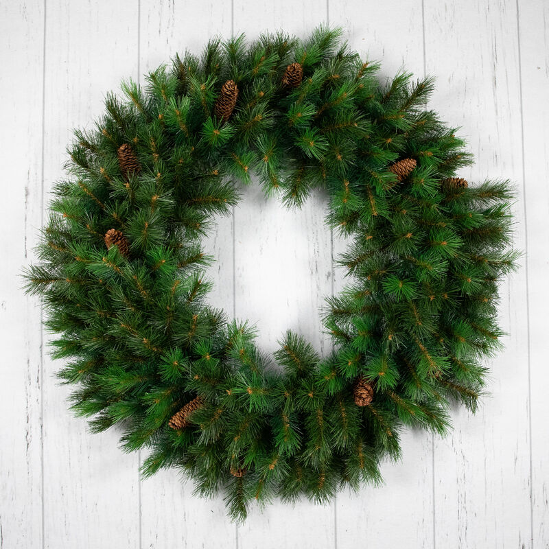 Green Royal Oregon Pine Artificial Christmas Wreath with Pinecones  48-Inch  Unlit