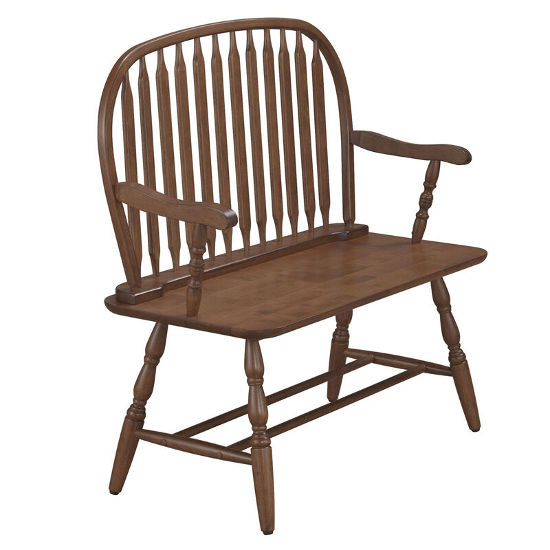 HomeRoots 44" Wood Windsor Spindle Back Bench image number 2