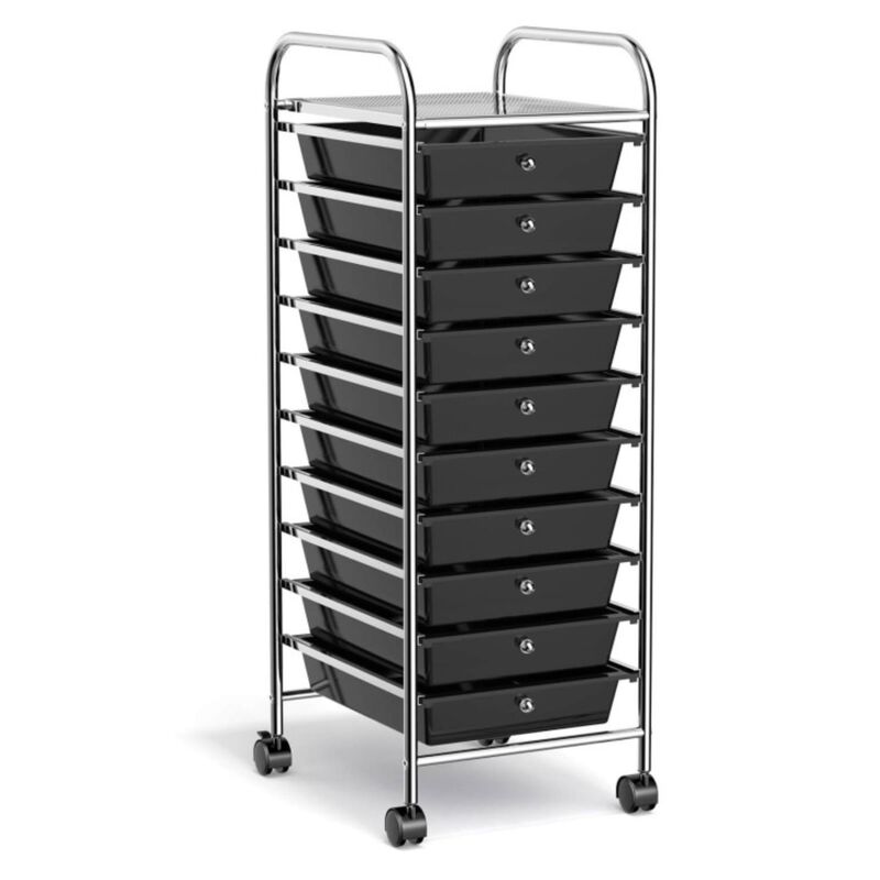 Hivvago 10 Drawer Rolling Storage Cart Organizer with 4 Universal Casters