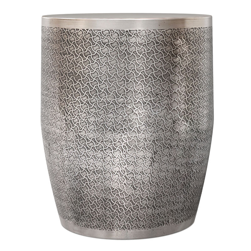 Johnsen 18 inch Wide Boho Web Pattern Metal Accent Table in Antique Silver Iron image number 5