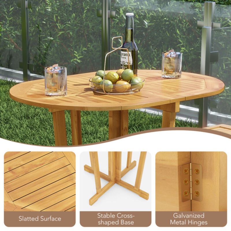 Hivvago Outdoor Folding Bar Table with Oval Tabletop and Cross Base