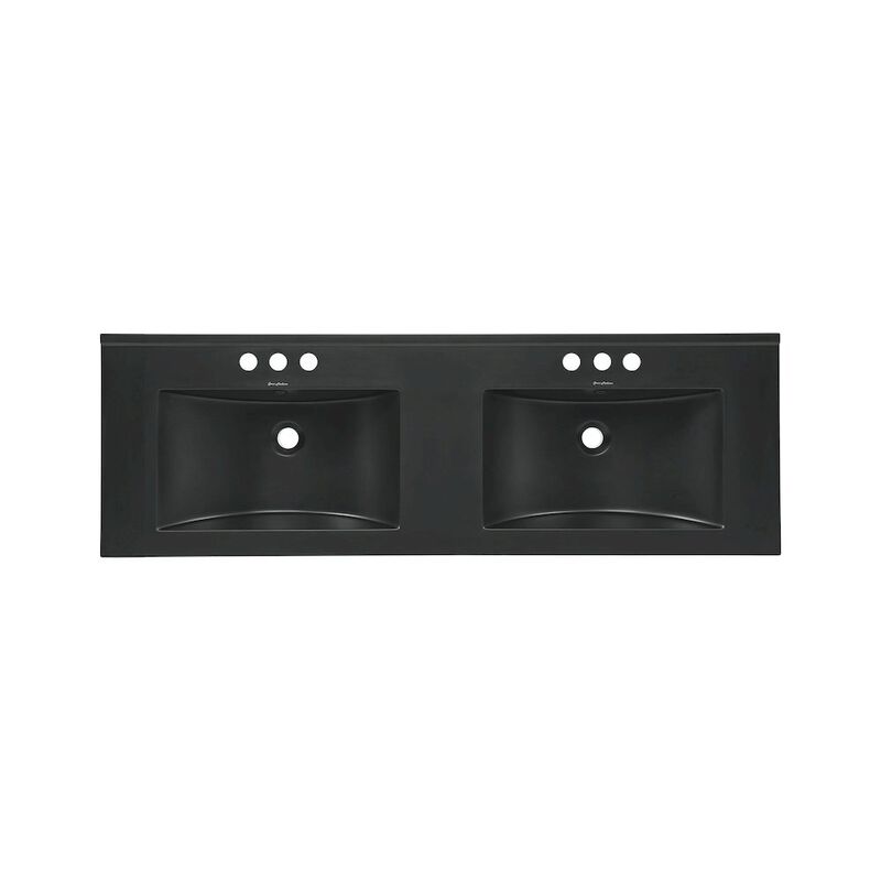 48" 3-Hole Widespread Double Basin Vanity Sink Top in Matte Black image number 1