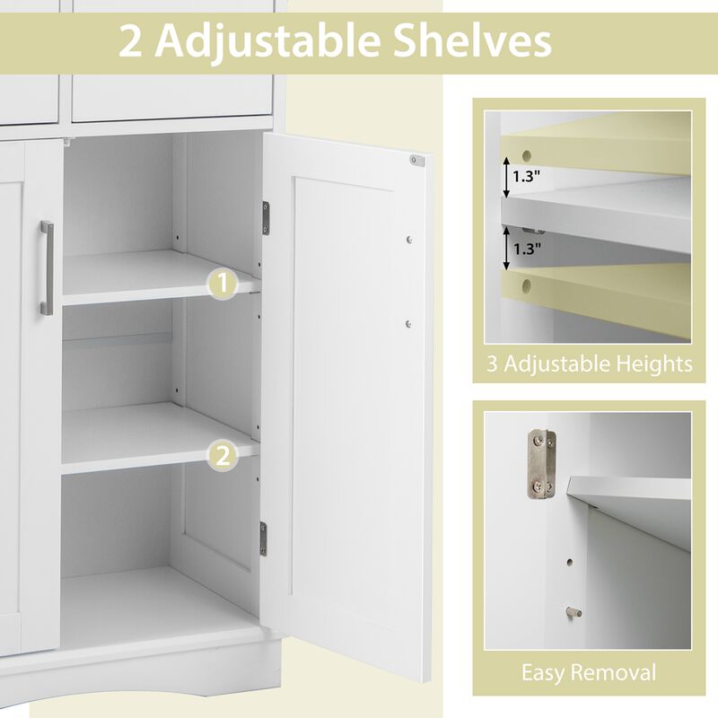 Costway Bathroom Floor Cabinet Freestanding Storage Cabinet with 2 Doors White
