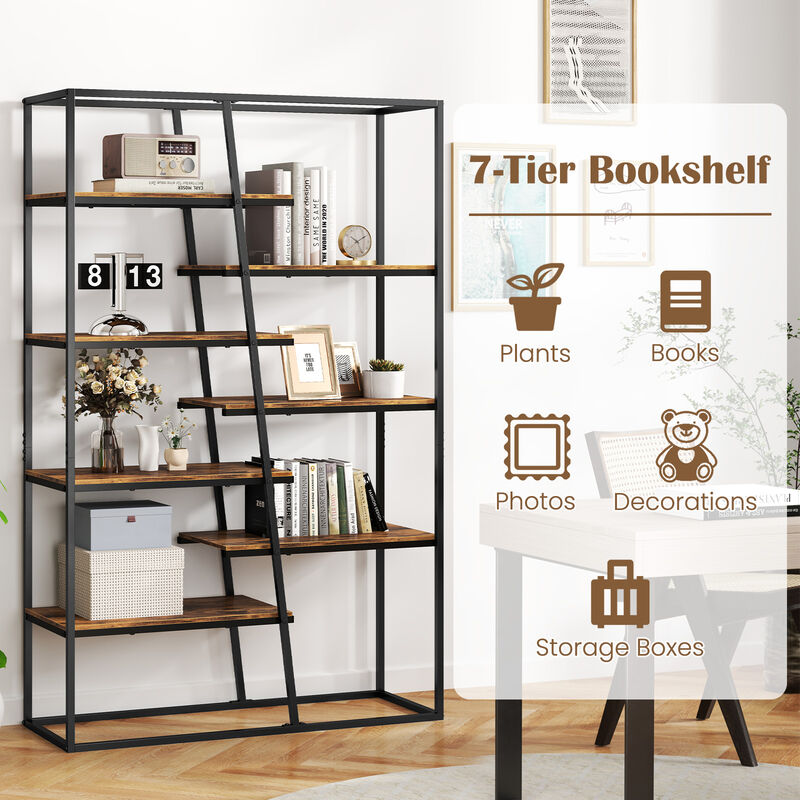 Sturdy 7-Tier Industrial Etagere Shelf Unit with Heavy Metal Frame