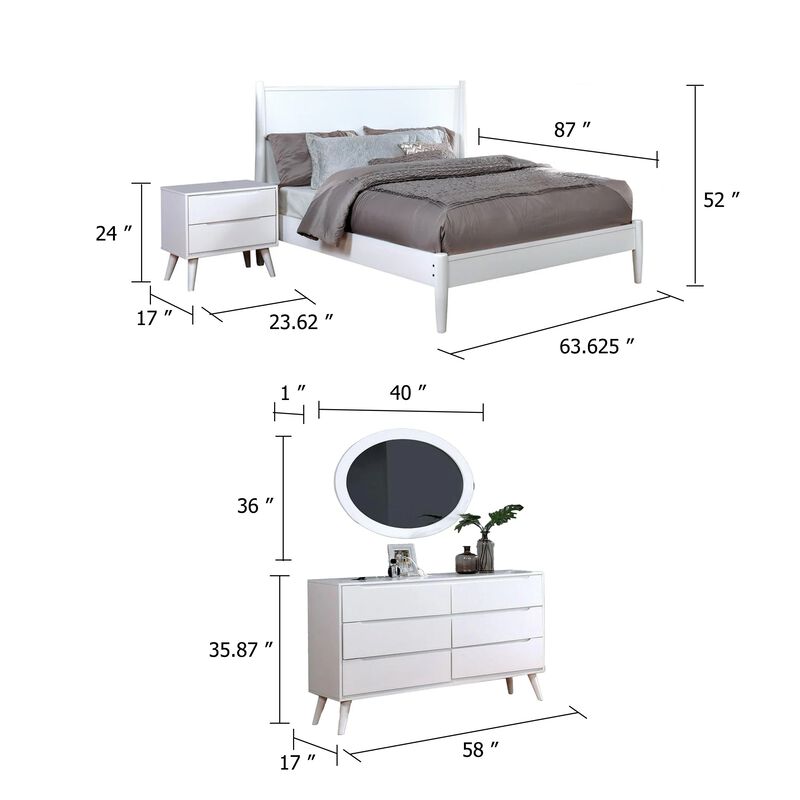 Leyla 4pc Twin Bedroom Set, Dresser with Oval Mirror, Wood image number 4