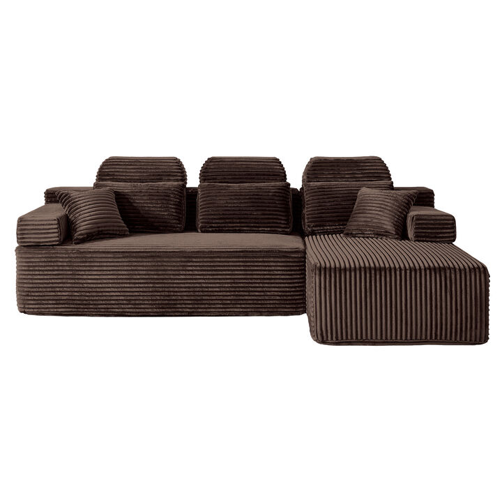 Schun L Shaped Corduroy Sectional Sleeper Sofa