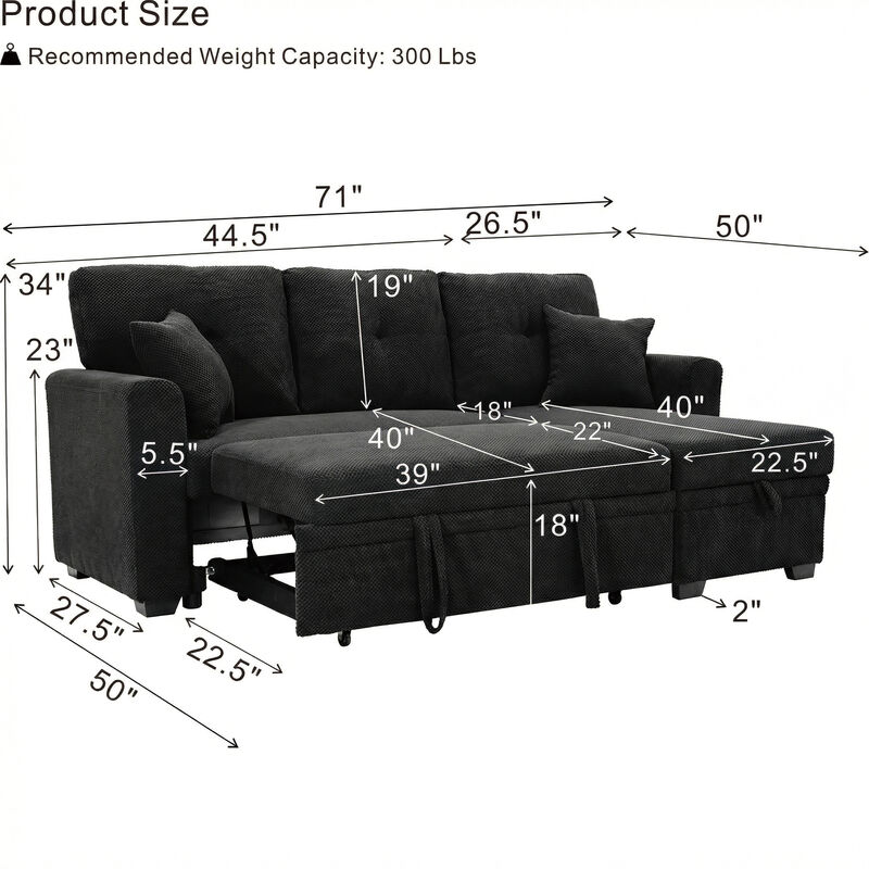 Ludfob Storage Sleeper Sofa image number 3