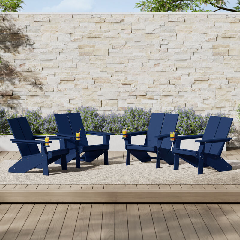 WestinTrends Outdoor HDPE Modern Adirondack Chair with Cup Holder (Set of 4) image number 1